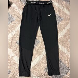 Nike Black Athletic Pants with White Logo